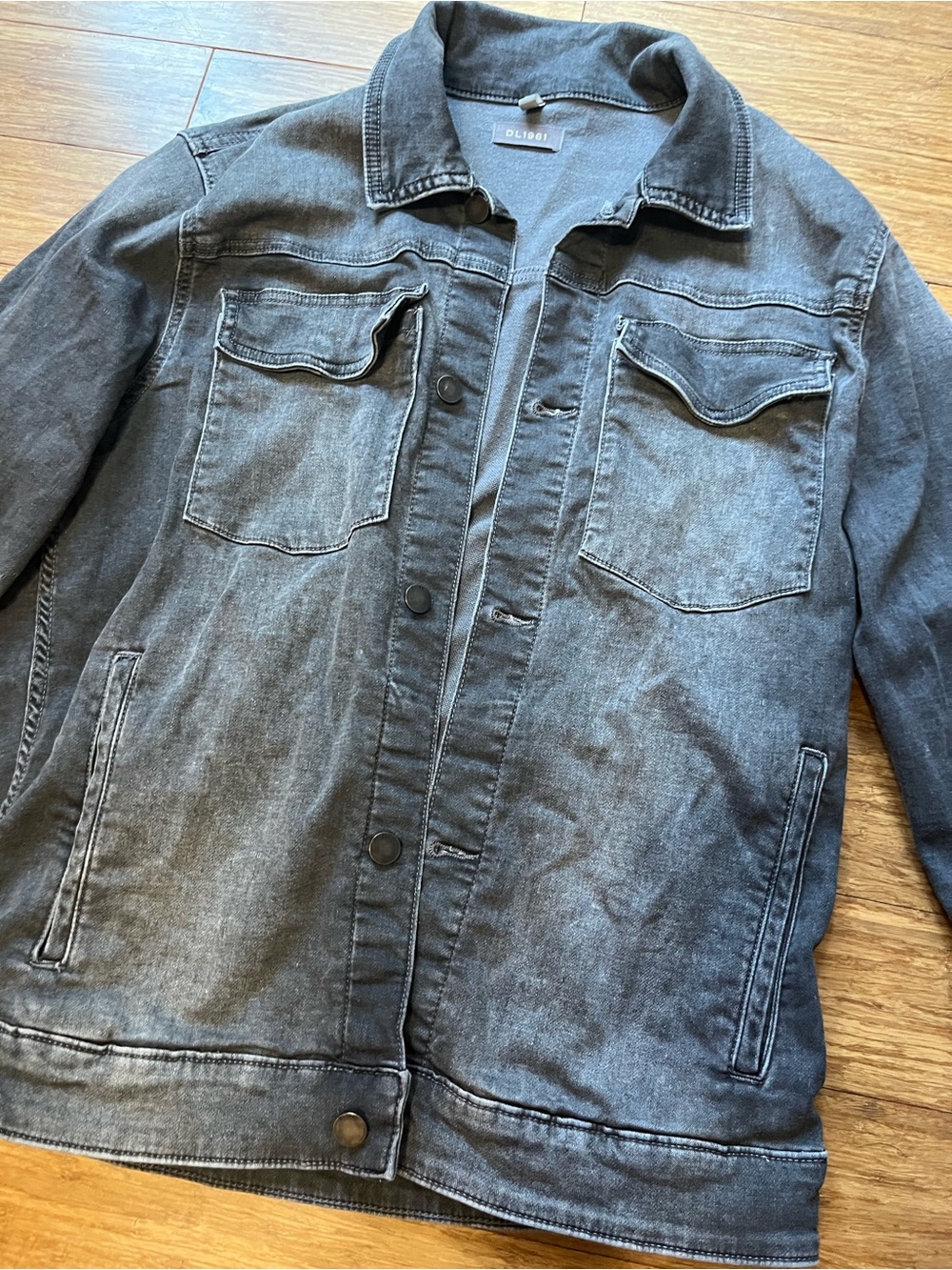 DL1961 Grey Washed Denim Jacket Large